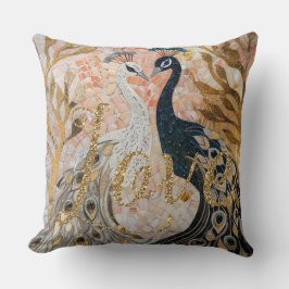 Peacocks Guld Glitter Kärlek  Ro Kudde