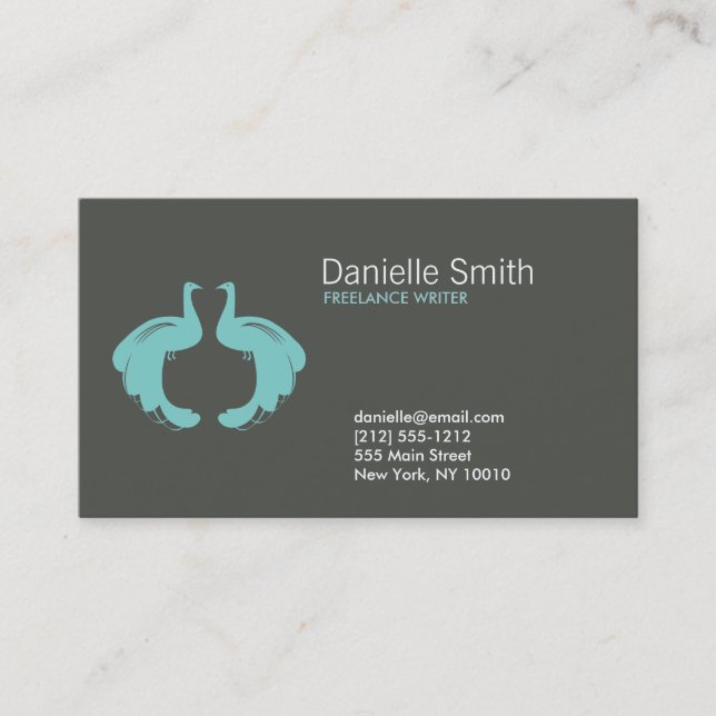 PEACOCKS i AQUA-Affärskortet Visitkort (Framsida)