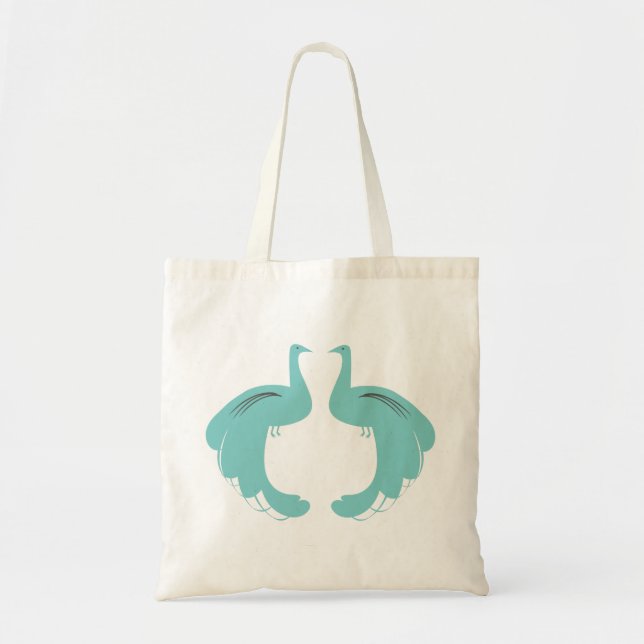 PEACOCKS i AQUA Lightweight Tote Tygkasse (Framsidan)