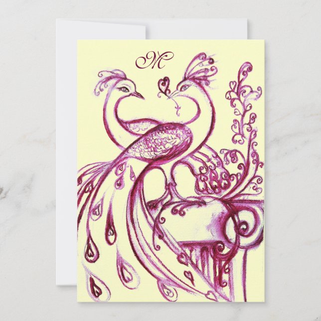 PEACOCKS I KÄRLEK MONOGRAM 2 Red rosa guld Meddelande (Framsida)