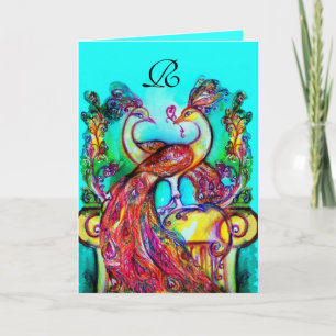 PEACOCKS I KÄRLEK MONOGRAM Valentindagen Helgkort