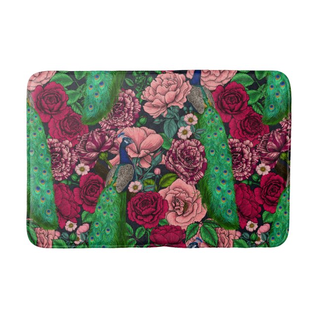 Peacocks i ro-trädgården 2 badrumsmatta (Framsidan)