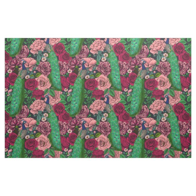 Peacocks i ro-trädgården 2 tyg (Fat Quarter)