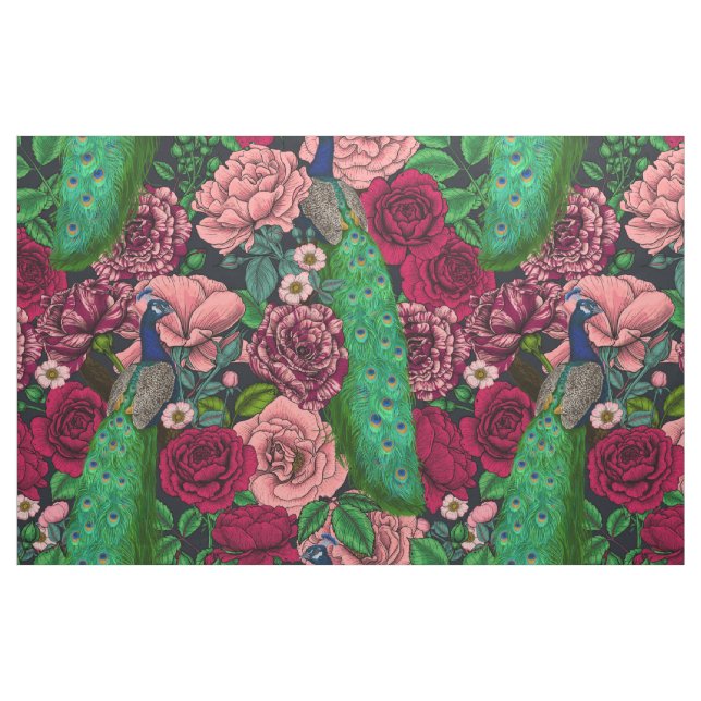 Peacocks i ro-trädgården 2 tyg (Fat Quarter)