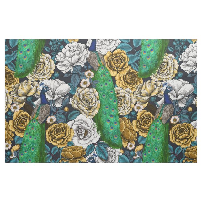 Peacocks i ro-trädgården 3 tyg (Fat Quarter)