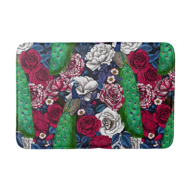 Peacocks i ro-trädgården badrumsmatta (Framsidan)