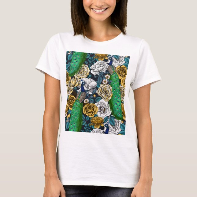 Peacocks i ro-trädgården t shirt (Framsida)