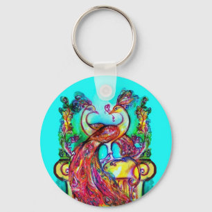 PEACOCKS IN KÄRLEK MONOGRAM Red blue turquase grön Nyckelring