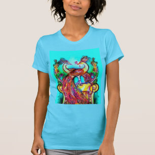 PEACOCKS IN KÄRLEK MONOGRAM Red blue turquase grön Tee