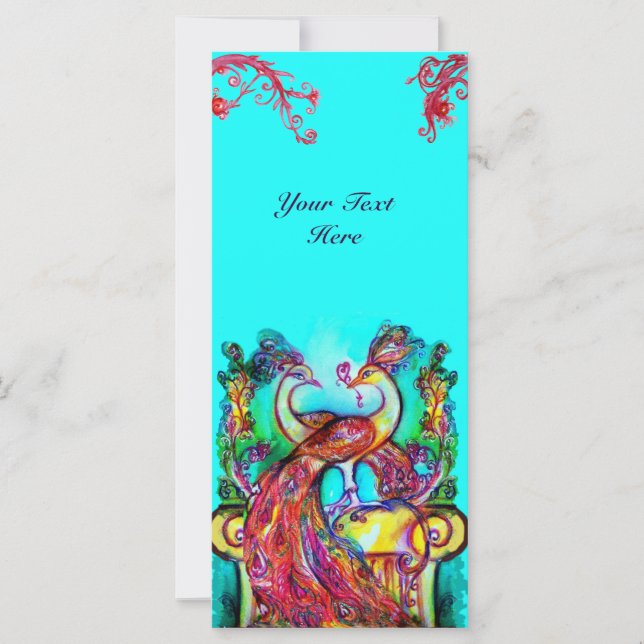 PEACOCKS IN KÄRLEK Red blue turquase grönt (Framsida)