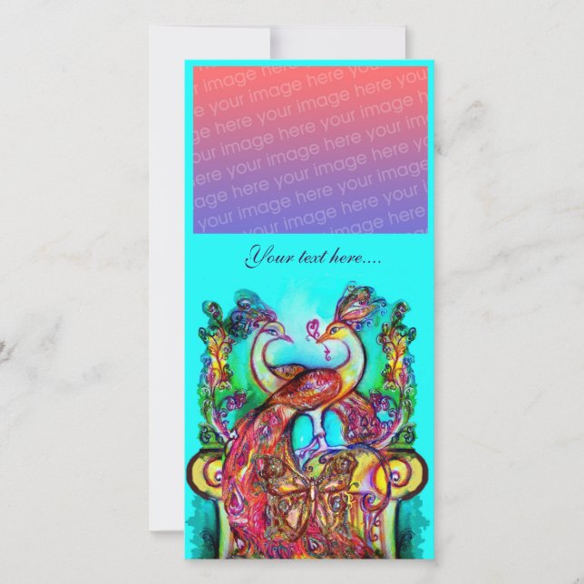 PEACOCKS IN KÄRLEK ,Red blue turquase grönt (Framsida)