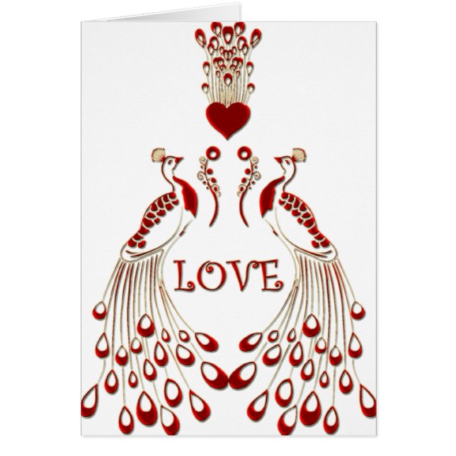 Peacocks Kärlek Hälsningskort (Framsidan)