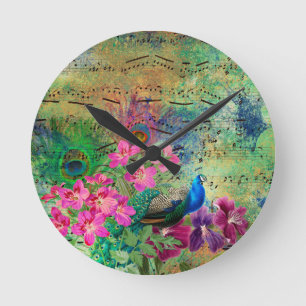 Peacocks Peacock Fransk Antique-utseende Rund Klocka