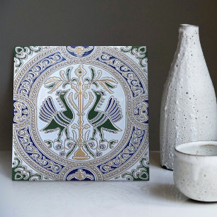 Peacocks Symbolism Belle Epoque Art Deco Kakelplatta