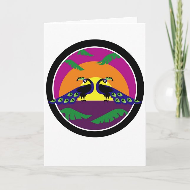 Peacocks vid Sunset Kort (Framsida)