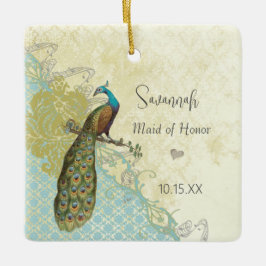 Peacocl Vintage Bird Maid of honor Ornaments Julgransprydnad Keramik