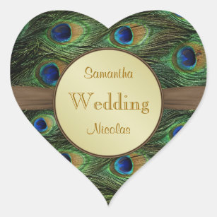 Peacoks klistermärke för bröllop för fjädrar