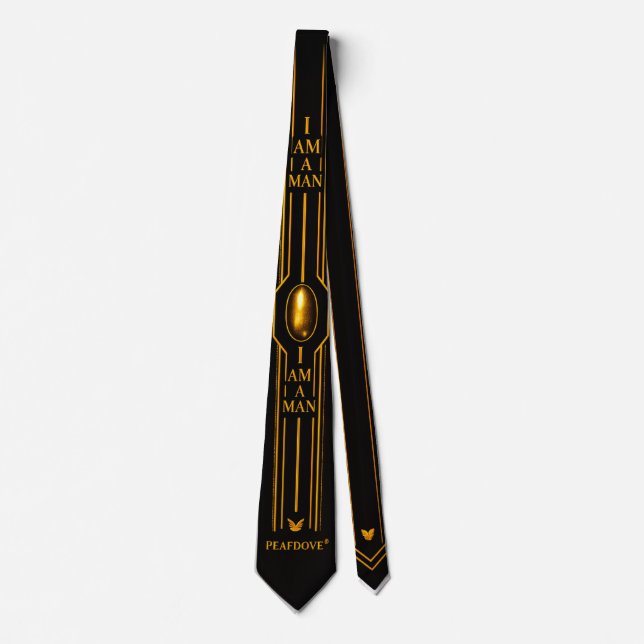 PEAFDOVE® GOLDEN EGG TIE — “I AM A MAN” Noir Luxur Slips (Framsida)