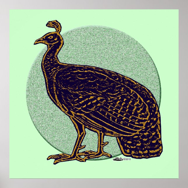 Peafowl: Impressionistisk Kongo Hen Poster (Framsidan)