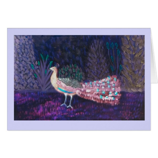 Peafowl Painting BeSnygg Garden Peacock Hälsningskort (Framsidan Horizontal)