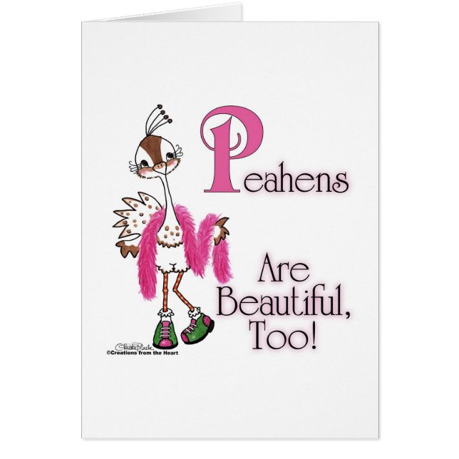 Peahens är också vackra! hälsningskort (Framsidan)