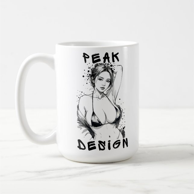 Peak Design Bold Graffiti Pinup Sketch Art Kaffemugg (Vänster)