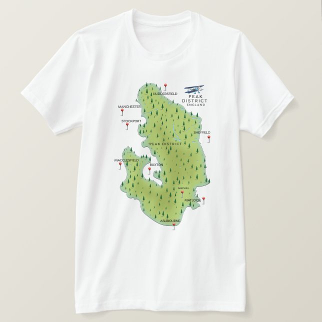 Peak District England Karta T Shirt (Design framsida)