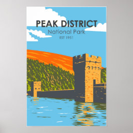 Peak District nationalpark England Vintage Poster