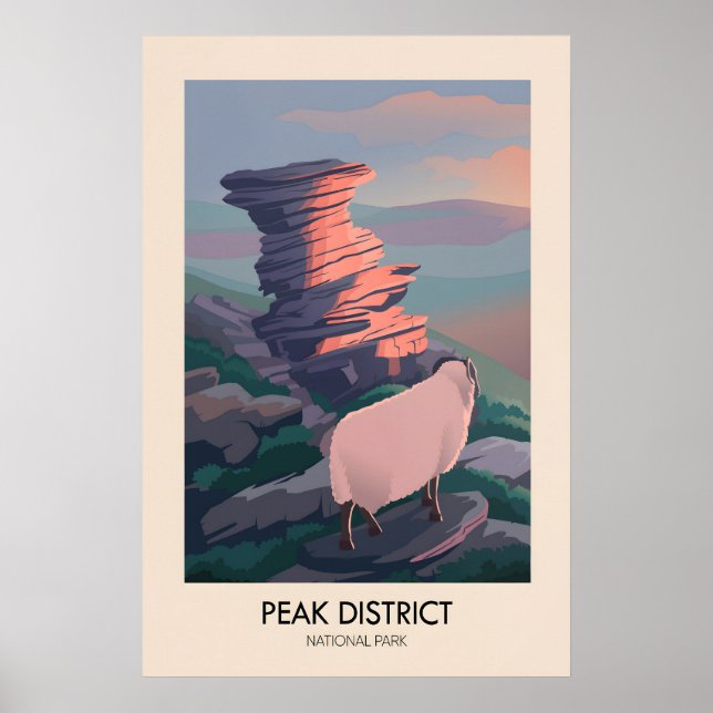 Peak District Nationalpark Modern Resemaleri Poster (Framsidan)