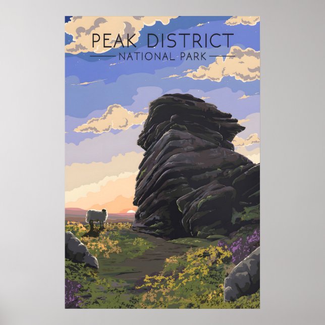 Peak District Nationalpark Reseskylt Poster (Framsidan)