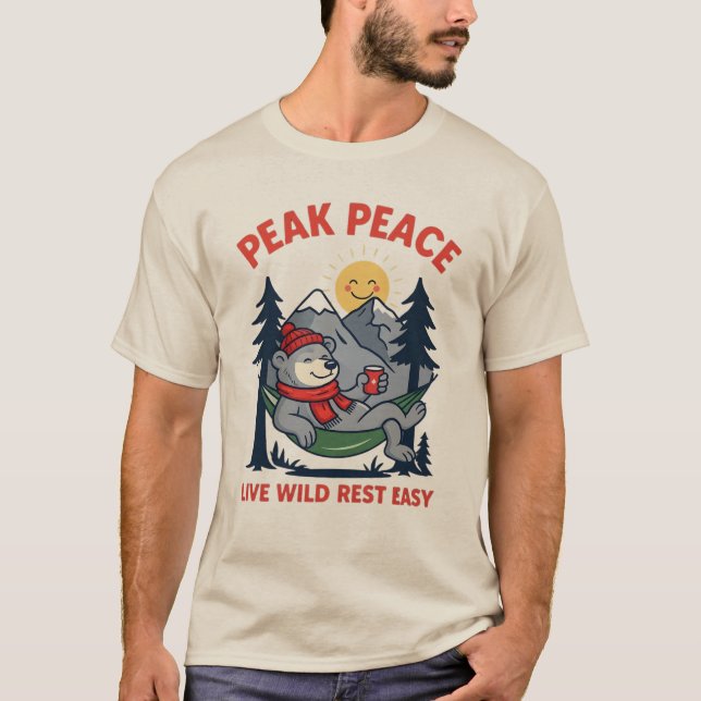 Peak Peace Björn i Hängmatta Camping T Shirt (Framsida)