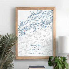 Peaks Island Bröllop Modern Guest Bok Poster