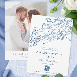 Peaks Island Maine Casco Bay Elegant QR-kod Spara Datumet