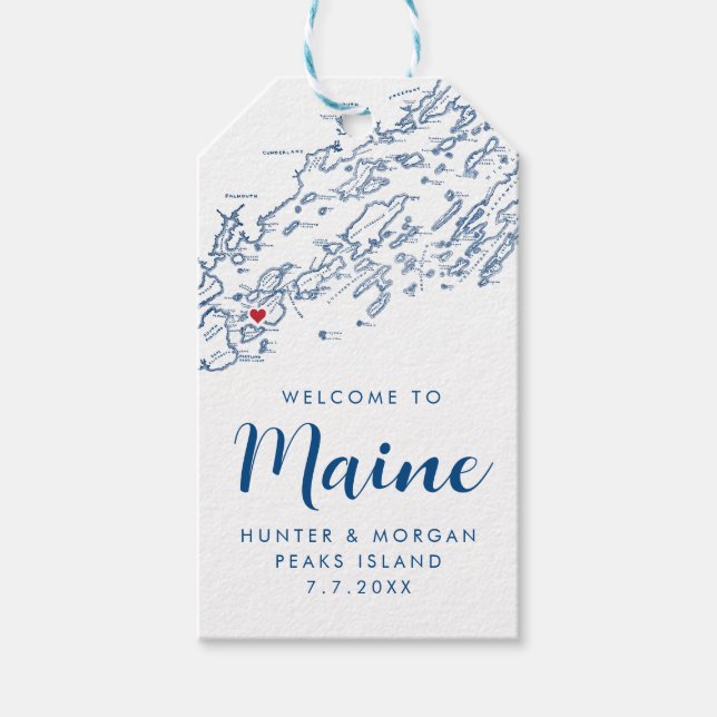 Peaks Island Maine Elegant Modern Wedding Favor Presentetikett (Framsidan)