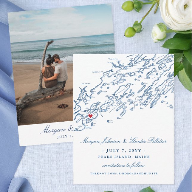 Peaks Island Spara datum för en Maine Bröllop Datumet (These Peaks Island Maine Save the dates are perfect for your Casco Bay destination wedding)