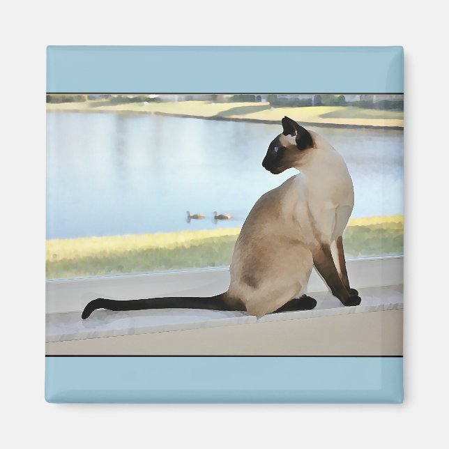 Peaktsam siamesisk kattmålning magnet (Framsidan)