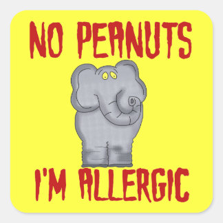 Peanut Allergy Elephant Fyrkantigt Klistermärke