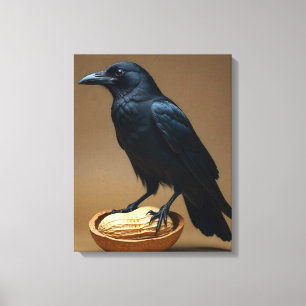 Peanut Älskare Kråka-Raven Canvas Wall Art