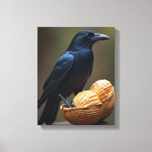 Peanut Älskare Kråka-Raven Canvas Wall Art (Framsida)