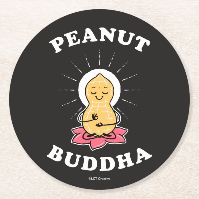 Peanut Buddha Underlägg Papper Rund (Framsidan)