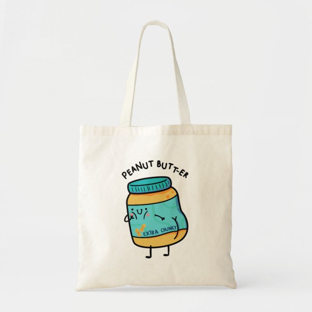 Peanut Butt-er Peanut Pun Tote Bag Tygkasse (Framsidan)