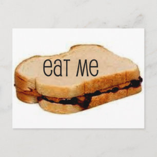 Peanut Butter and Jelly "EAT ME" SANDWICH PRINT Vykort