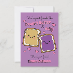 Peanut Butter Jelly Classroom Valentine PBJ-kort Tack Kort
