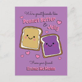 Peanut Butter Jelly Classroom Valentine PBJ-kort Vykort