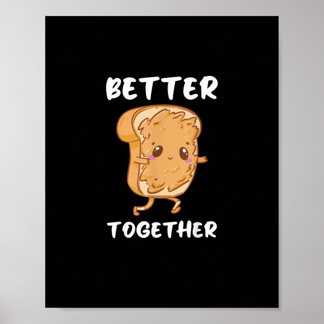 Peanut Butter Jelly Cute Couple Better Together De Poster (Framsidan)