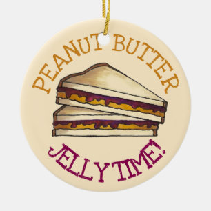 Peanut Butter Jelly Sandwich Bread Lunchtime Food Julgransprydnad Keramik