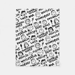 Peanut Characters Graffiti Mönster Fleecefilt