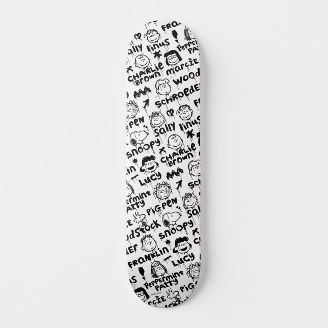 Peanut Characters Graffiti Mönster Mini Skateboard Bräda 18,5 Cm (Framsida)