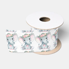 Peanut Elephant Satin Ribbon Spool Rosa ros