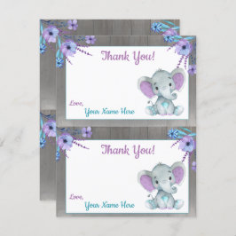 Peanut Elephant Tack Cards 2 Lila Teal Inbjudningar